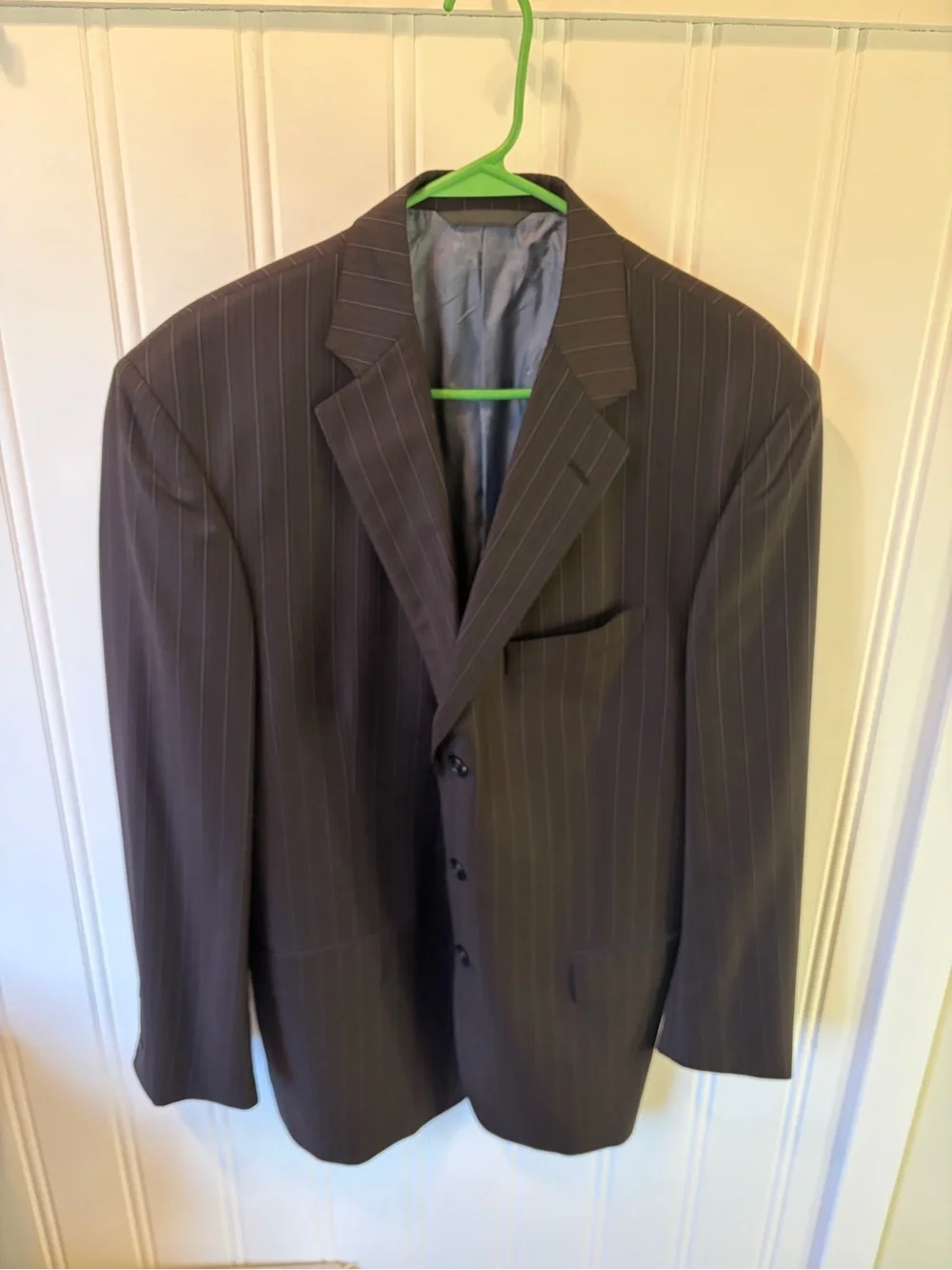 Ermenegildo Zegna Trofeo Suit Jacket Blazer Brown Pinstripe 40L/42R